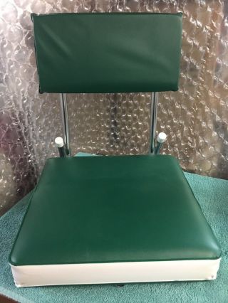 Vintage Green Metal Padded Vinyl Folding Stadium Bleacher Seat Chair Euc