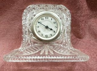 Vintage Crystal Or Cut Glass Wind Up Table Or Mantle Clock Foreign Not