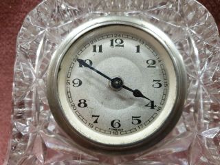 VINTAGE CRYSTAL OR CUT GLASS WIND UP TABLE OR MANTLE CLOCK FOREIGN NOT 3
