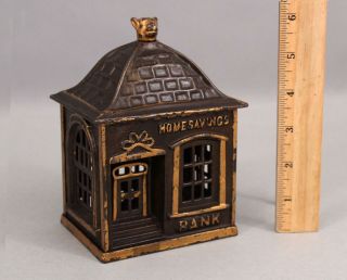 1891 Antique 19thc J&e Stevens Cast Iron Home Savings Building Bank W/ Dog Head
