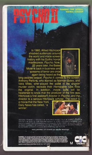 Psycho II [2] VHS 1983 Anthony Perkins Vintage Video Tape 2