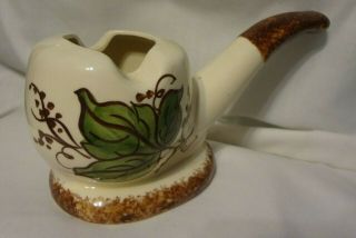 Vtg Ceramic Pipe Ashtray Hand Painted by the Cash Family USA Pottery Figural 2