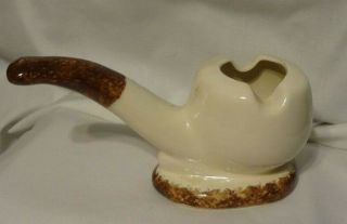 Vtg Ceramic Pipe Ashtray Hand Painted by the Cash Family USA Pottery Figural 3