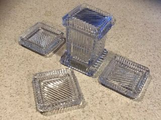 vintage glass cigarette holder With 4 Personal Ashtrays 2