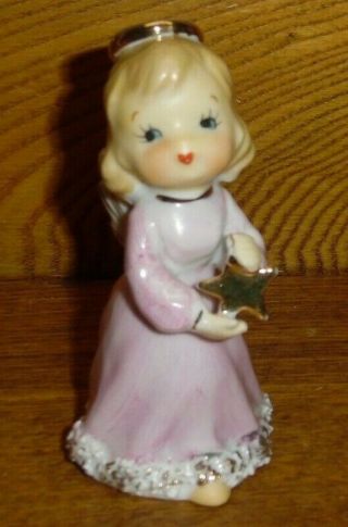 Vintage Ceramic Angel Holding Gold Star Figurine - Japan - 4 "