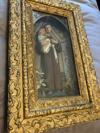 Stunning Rare Large Antique St.  Anthony Wall Shrine From Carmelite Nuns Convent