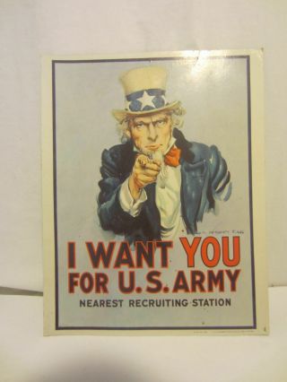 1968 I Want You Us Army Uncle Sam Recruiting Poster 11 X 14 Vintage