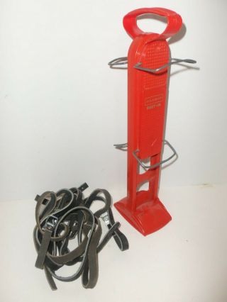Vintage Allsop Boot - In Ski Boot Carrier Tree Stand Holder Orange Wleather Straps