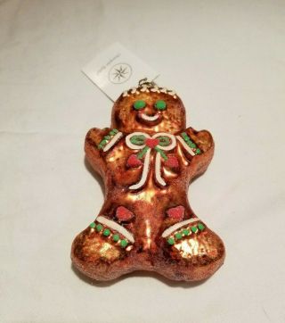 Vintage Christopher Radko Christmas Ornament Gingerbread With 2 Faces And Box
