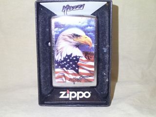 2015 Zippo Lighter - Unfired Gold - Tone Mazzi Freedom Watch With Eagle And Flag
