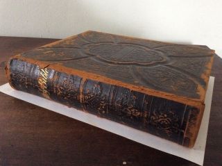 Antique Leather Bound Bible Holman Edition 1877 Large Text Good,