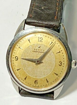 Rare Vintage Zenith 20j Automatic Bumper Watch 133.  8 Stainless Screw Back Case