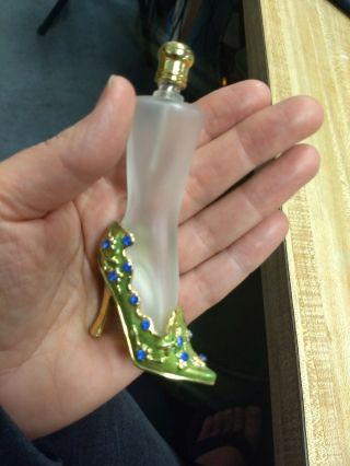 Vintage Frosted Perfume Bottle Glass Leg With Stiletto Shoe
