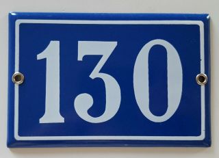 130 Vintage Enamel Number Sign French Steel Enamel Door Gate Address Plaque