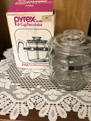 Vtg Pyrex 6 Cup Stove Top Percolator Coffee Pot Glass Stainless 7759 Complete