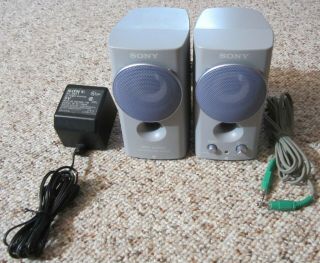 Vintage Sony Srs - Z050v Computer Active Speaker System W/ Ac Adapter & Aux.  Cord