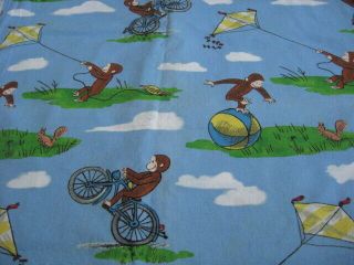 Fabric Cotton Quilt Bluebrown Monkey Curious George Bike Kite 1 1/2 Yard