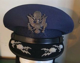 Vintage Usaf Us Air Force Field Officer Service Dress Uniform Hat Cap Vietnam