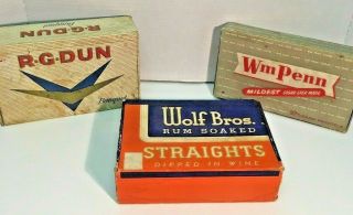 Cigar Boxes,  Vintage Wm Penn,  Wolf Bros,  & R G Dunn All