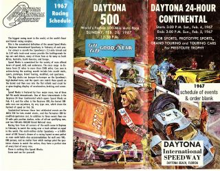 Daytona International Speedway 1967 Schedule Of Events & Order Blank Nascar