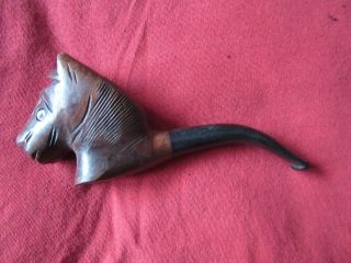 C.  1900 Antique Smoking Pipe Carved Wooden Horse
