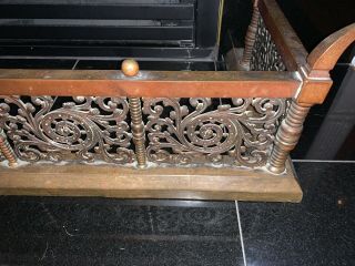 Antique Victorian Fireplace Cast And Copper Fence Rail Bumper Andiron Grill