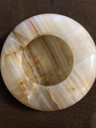 Vintage Marble Onyx Natural Stone Ashtray Dish 4 1/2” X 1”