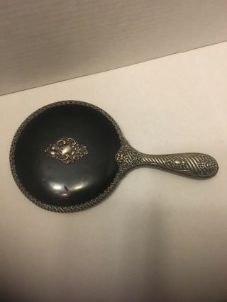 Antique Sterling Silver And Ebony Hand Mirror