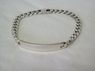 Vintage 925 Solid Silver Quite Chunky Blank Id Identity Bracelet.  8.  5 ".  25gm.