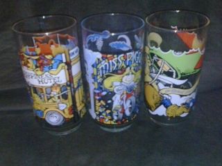 Set Of 3 Muppet Glasses From The Great Muppet Caper Movie.  Vintage Cool