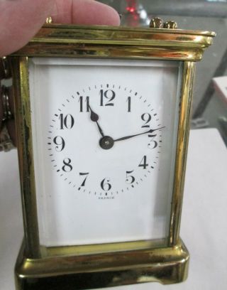 Antique Small French Brass Carriage Clock Made In France