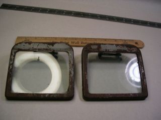 Vintage Craftsman Bench Grinder Eye Shields Guards Metal Frame Glass