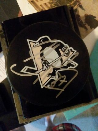 Sidney Crosby Signed Hockey Puck Pittsburgh Penguins W/Coa 3
