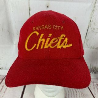 Vintage Sports Specialties Script Kansas City Chiefs Wool Snapback Hat Red 2