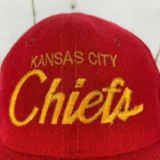 Vintage Sports Specialties Script Kansas City Chiefs Wool Snapback Hat Red 3