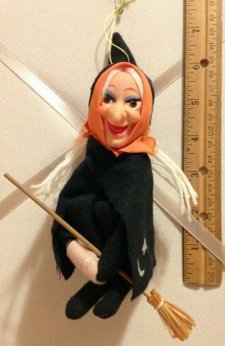 Vintage Japan Halloween Knee Hugger Pixie - The Witch Elf On A Shelf And Broom