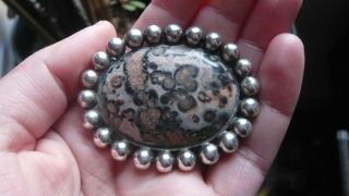 Vintage Scottish Fossil Agate And Silver Brooch