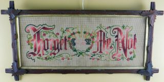 Antique 19th Century Punch Paper Motto Sampler - Forget Me Not