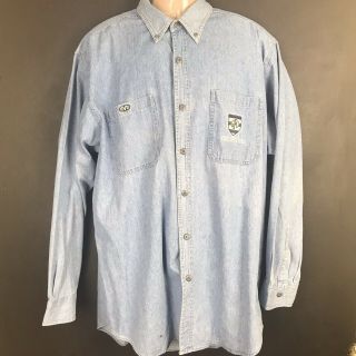Geelong Cats 1990s Vintage Denim Gingham Casual Button Down Shirt Large