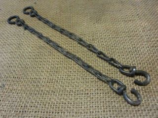 Vintage Set Of 2 Rein Chains Iron Bit Antique Horse Harness Saddle Wagon 10060