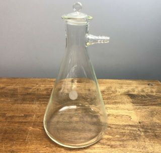 Vintage Corning Pyrex Erlenmeyer Vacuum Flask W/ Glass Stopper 2000ml
