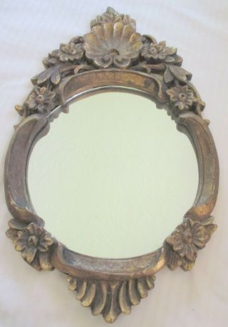 Vintage Ornate Carved Gilt Wood Wall Mirror