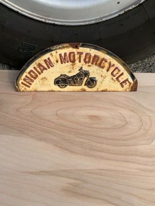 Vintage Old Indian Motorcycle Embossed Metal License Plate Topper