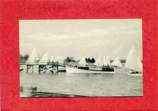 Duxbury,  Ma.  Vintage Postcard With Early View Of The Yacht Club Pier & Tender