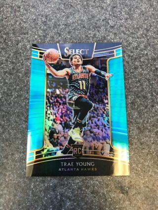 2018 - 19 Panini Select Basketball Trae Young Blue Prizm Rc Refractor 17/299 Hot