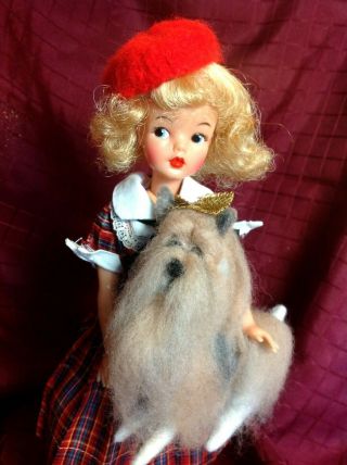 Vintage Ideal Blonde Tammy and Needle Felt Pet Dog 2