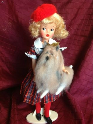 Vintage Ideal Blonde Tammy and Needle Felt Pet Dog 3
