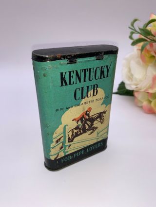 Vintage Tobacco Tin Kentucky Club Pipe And Cigarette Tobacco Single Horse 2