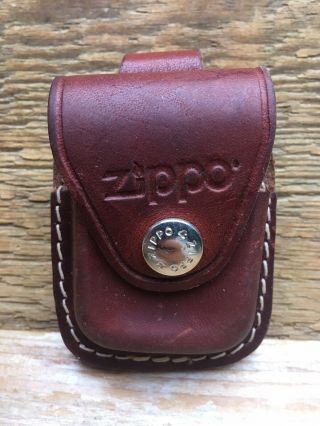 Vintage Brown Leather Zippo Lighter Holder/case/made In The Usa/belt Mountable