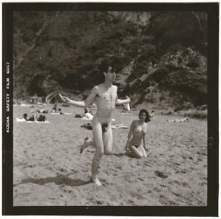 Vintage 1970s Male And Female Outdoor Nude,  Contact Print